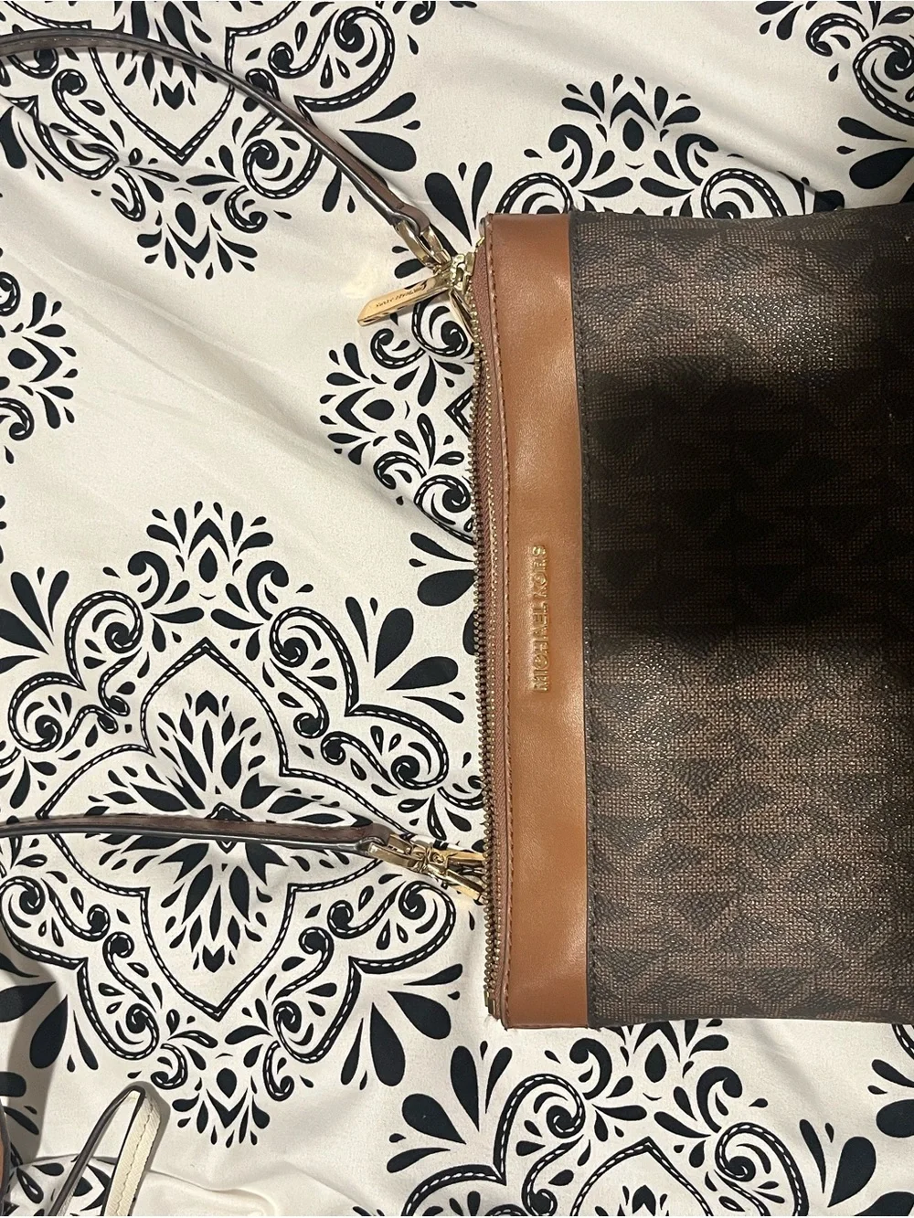 Michael Kors Brown and Tan Logo Crossbody Bag
